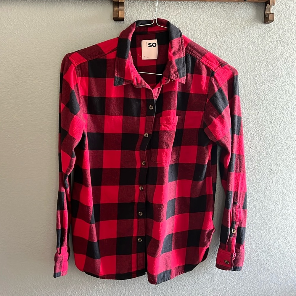 Black & Red Checked Flannel Small